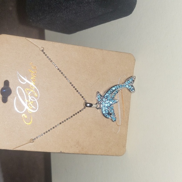 CJ Banks Silver Dolphin Necklace with Blue Accents - Picture 2 of 2